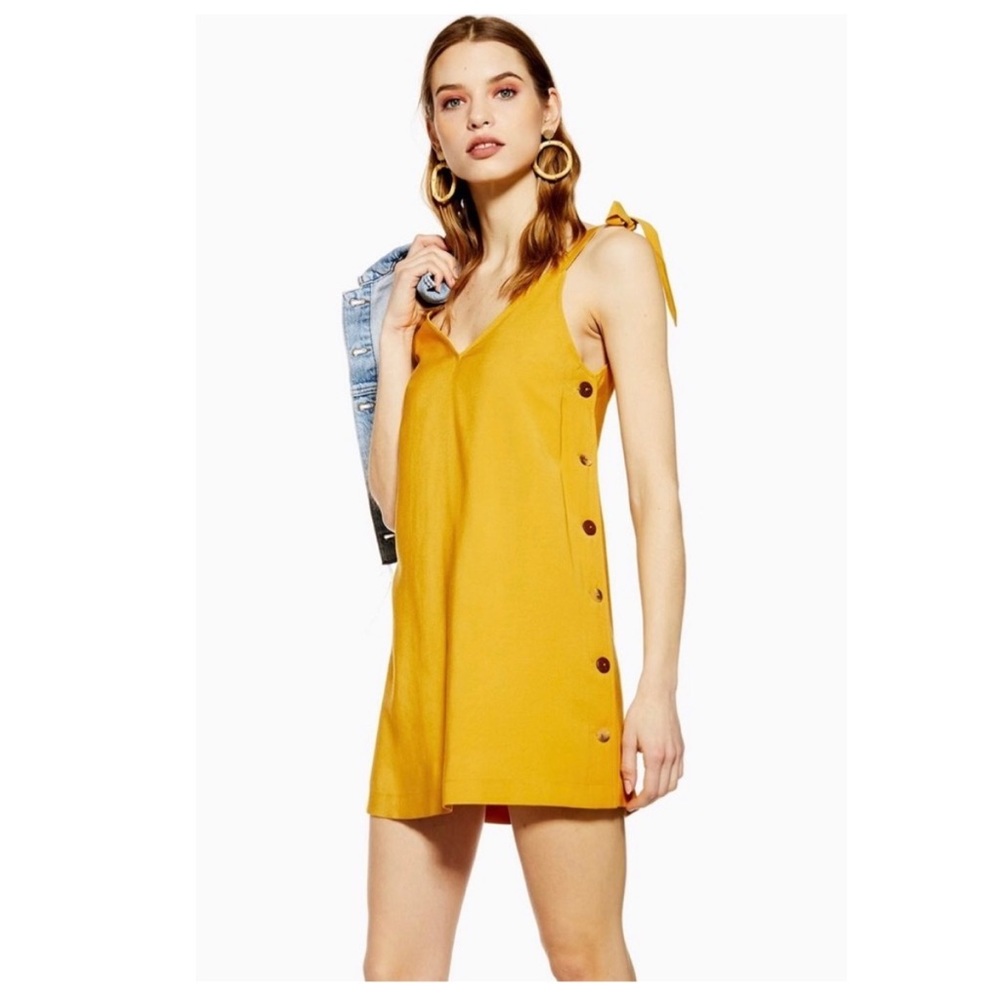 Topshop yellow/gold summer dress with buttons on the side!